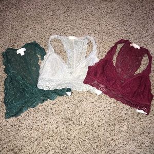 3 lace bralettes